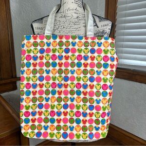 Disney Mickey Mouse Multicolor Rainbow Canvas Tote Bag